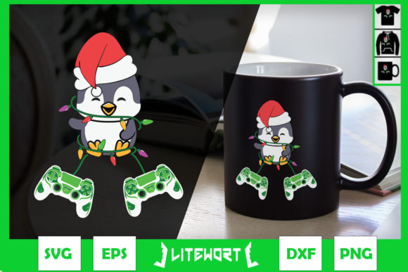 Gamer Christmas Penguin Santa Hat