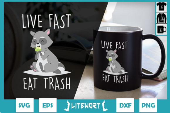 Live Fast Eat Trash Funny Raccoon Hiking